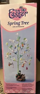 Vintage Spring Easter Tree 18" Tall 24 Wood Ornaments *Unique* - Picture 1 of 5