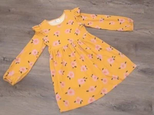 EUC Hanna Andersson girls size 130 dress mustard yellow pink flowers ruffles 8 - Picture 1 of 4