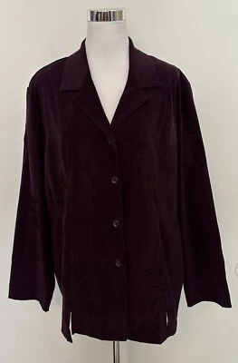 Chaqueta Blazer Dressbarn Talla 18W Púrpura 3 Botones Bordada con Almohadillas para el Hombro Nueva con Etiquetas Foto 1 de 4