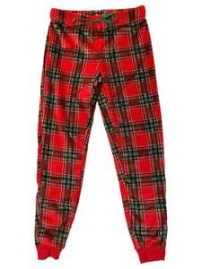 Womens Red & Green Xmas Plaid Fleece Joggers Sleep Pants Pajama Bottoms Small - Picture 1 of 1