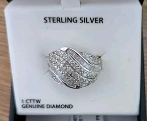 1 Ct Genuine Earth Mined Diamond Solid Sterling Silver Baguette Engagement Ring - Picture 1 of 6