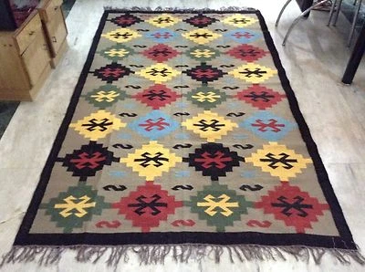 Vintage Tufted Natural Wool Multicolored Moroccan Carpet Area Rug - Image 1 of 4