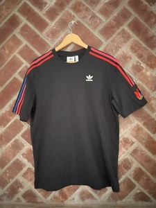 Adidas Shirt Men’s Size Small Black Trefoil Colorful Logo Thick Short Sleeve - Picture 1 of 8