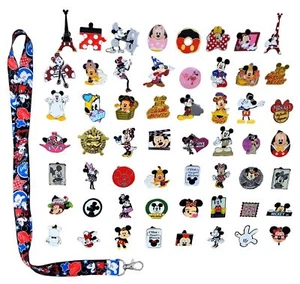 Mickey & Minnie Mouse Themed Starter Lanyard Set With 6 Disney Trading Pins New - Bild 1 von 1