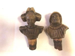 Par de tapones de botella Syroco moldeados figurativos hombre y mujer belga en disfraz ~ WN62 - Imagen 1 de 8