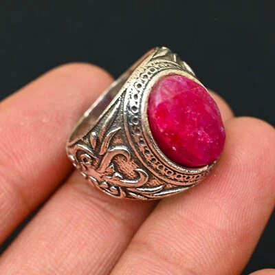Anel masculino Pink Raby prata esterlina 925 feito à mão - anel de declaração todos os tamanhos BJ219 - Imagem 1 de 3