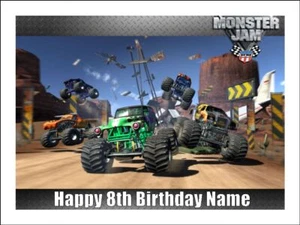 Monster Trucks Jam Edible Cake Topper Icing Birthday Cake Decorations (4 Sizes) - Picture 1 of 10