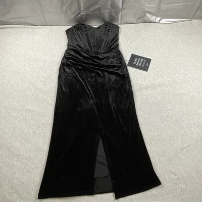 Lulus 露肩紧身胸衣长裙女式中号前开幕派对天鹅绒新品 — 第 1/4 张图片