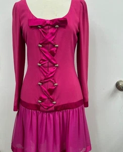 Beautiful Valentino NWT Vintage dress fuscia gold crystal buttons size 10 $3610 - Picture 1 of 6