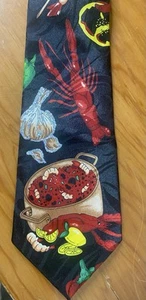 Louisiana Cagun STEVEN HARRIS DESIGNER NECKTIE TIE Crawfish Shrimp Creole - Picture 1 of 3