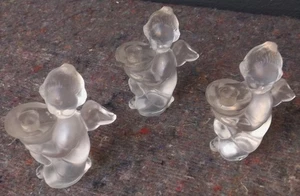 3 schöne Glas Figuren Engel Putto Kerzenständer Vintage 10cm x 8cm x 4,5cm - Bild 1 von 6