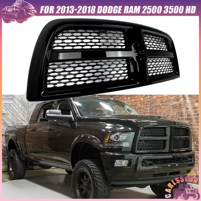 Grille Gloss Black For 2013-2018 Dodge Ram 2500 3500 Laramie Big Horn Tradesman Foto 1 de 4