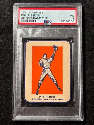 1952 Wheaties Phil Rizzuto Action PSA 3 Low Pop 5 borda completa novo grau raro - Imagem 1 de 4