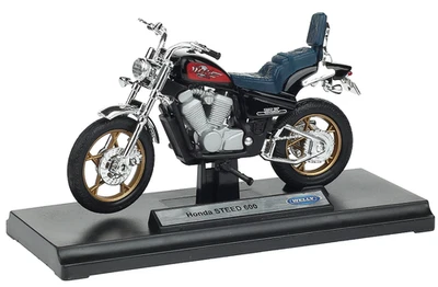 WELLY,Moto HONDA Steed 600 noire siège bleu, 1/18, WELH19660PWH - Photo 1/4