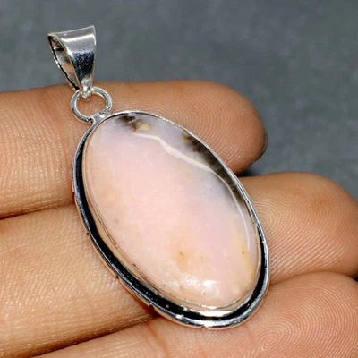 925 Серебряное покрытие перуанский розовый опал этническая подвеска ювелирных изделий размер 1,7 «GW - Изображение 1 из 3