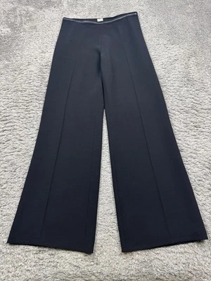 Pantalones Agnona Mujer 46 US 10 Negro Lana Tiro Alto Pierna Ultra Ancha Palazzo Pantalones Foto 1 de 4
