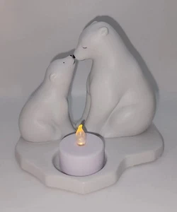 PartyLite Mother's Love Polar Bears Tealight Votive Ceramic Candle Holder - Picture 1 of 9
