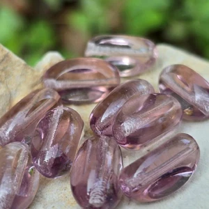 12 Vintage transparente lila Glasperlen oval Tischschliff 12 mm - Bild 1 von 5