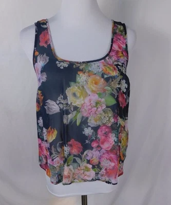 Camiseta sin mangas Topshop Floral con espalda de encaje Boho Witchcore EE. UU. 4 romántica Foto 1 de 4