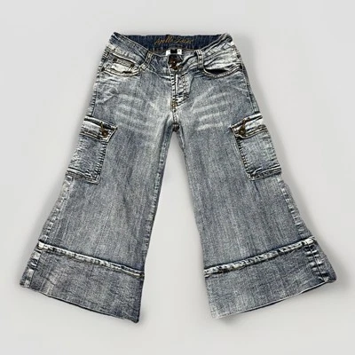 Pantalones de mezclilla de colección Y2K Apollo pierna ancha capri adornados talla 1/2 Foto 1 de 4