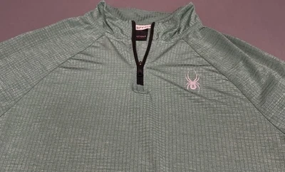 Pullover Spyder Active 1/4 Cremallera Verde Brezo Manga Larga Ligero Para Hombre Pequeño Foto 1 de 4