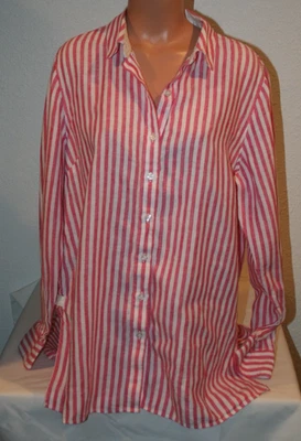 Tommy Bahama manga longa grande botão para baixo linho listras rosa peito: 48" cruzeiro - Imagem 1 de 4