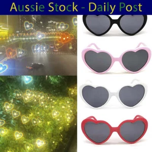 2pcs Quality Diffraction Glasses Love Heart Shape Hovering Effect Women's - Picture 1 of 6