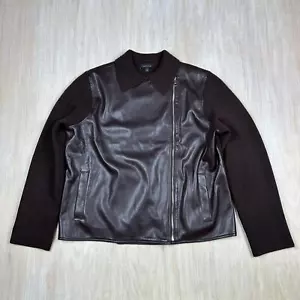 Chaqueta Suéter Ann Taylor Marrón Imitación Cuero Frontal Moto Minimalista Acanalada XL - Imagen 1 de 13