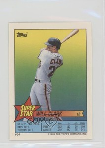1989 Topps Super Star Sticker Back Cards Peeled Will Clark #34