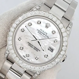 Rolex Datejust Midsize 31mm Watch w/Custom 2.1ct Diamond Bezel/White MOP - Picture 1 of 7
