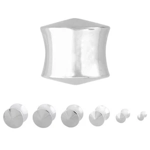PAIR-Solid Convex Steel Double Flare Ear Plugs 10mm/00 Gauge  - Picture 1 of 3