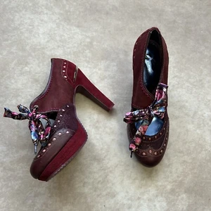 Zapatos de salón Poetic Licence London de cuero infalible gamuza tela con cordones brogue - Imagen 1 de 8