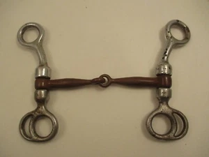 Vintage Metal Horse Bridal Mouth Bit Center Swivel Copper Chrome Steel Japan - Picture 1 of 6