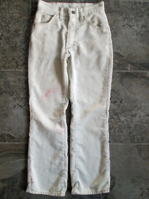 Vintage JC Penney 24x25 12 Pants Youth Kids White Corduroy Bootcut Orange Stitch - Image 1 of 4