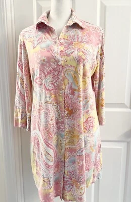 Camisa Lauren Ralph Lauren Mujer Pequeña Rosa Dormir Abotonada Colorida Paisley Foto 1 de 4