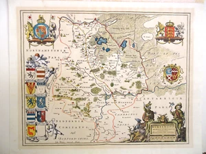 Huntingdonshire Johannes Blaeu Huntingdonensis Comitatus Circa 1645 Unframed GUC - Picture 1 of 11