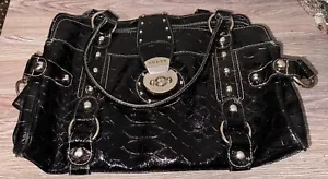 GUESS Y2K BLACK CROCODILE PRINT PURSE M87 - Picture 1 of 6