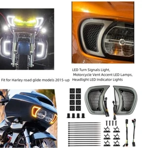 For Harley Road Glide Headlight Vent Accent Turn Signal LED Lights 2015-2023 - Bild 1 von 14