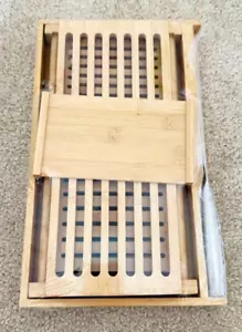 Bamboo Bread Slicer With Crumb Catcher Tray Folds for Easy Storage by Bambusi - Picture 1 of 4