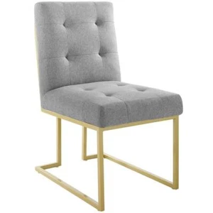 Modway Privy 18.5" Stainless Steel Polyester Dining Accent Chair in Gold/Gray - Picture 1 of 8