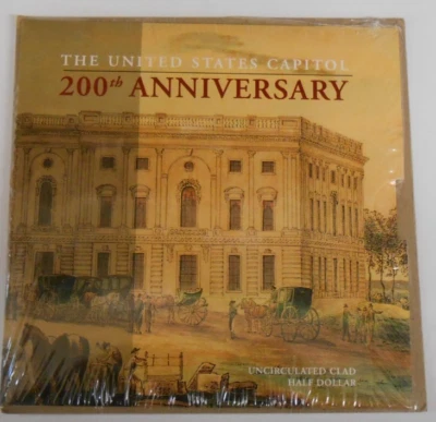 2001 UNITED STATES CAPITOL CLAD HALF DOLLAR 200TH ANN. COMMEMORATIVE COIN SEALED - Image 1 of 3