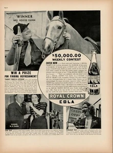1938 Royal Crown Cola Weekly Contest $50,000 Horse Win Prize Vintage Print Ad - Picture 1 of 8