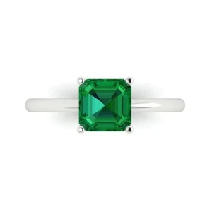 Anillo de compromiso de oro blanco de 14 quilates con corte Asscher de 1,5 tcw - Imagen 1 de 11