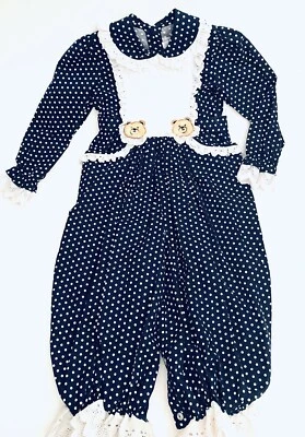 Mameluco estilo concurso vintage Lace Me elegante oso de peluche niñas talla 4t Foto 1 de 4