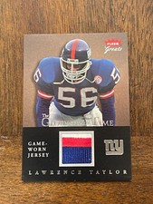 2004 Fleer Greats LAWRENCE TAYLOR The Glory of their Time Jersey Card HOF