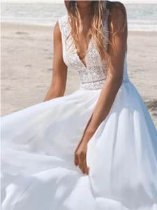 boho lace ivory wedding dress size 18W - Picture 1 of 9