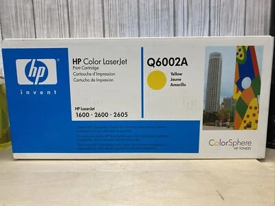 HP Q6002A Yellow Toner Cartridge Genuine OEM 124A LaserJet 1600 2600 2605 CM1015 - Image 1 of 4