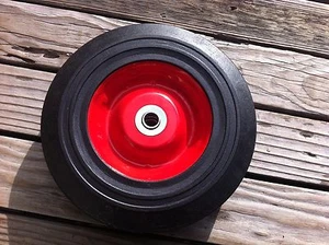 6 "RUEDA SÓLIDA DE GOMA VAGÓN DE MANO DOLLY BARROW RUEDA PLANA LIBRE - Imagen 1 de 1