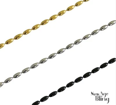 1.5mm GoldPlated Stainless Steel Oval Bar Chain 16"-36" Military DogTag Necklace - Image 1 of 4