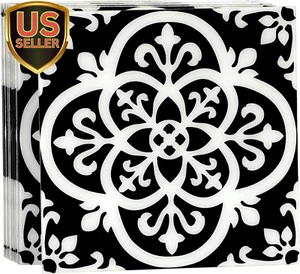 Black & White 10Pcs Acrylic Tile Stickers, 6X6In Peel and Stick Backsplash Ti... - Picture 1 of 1
